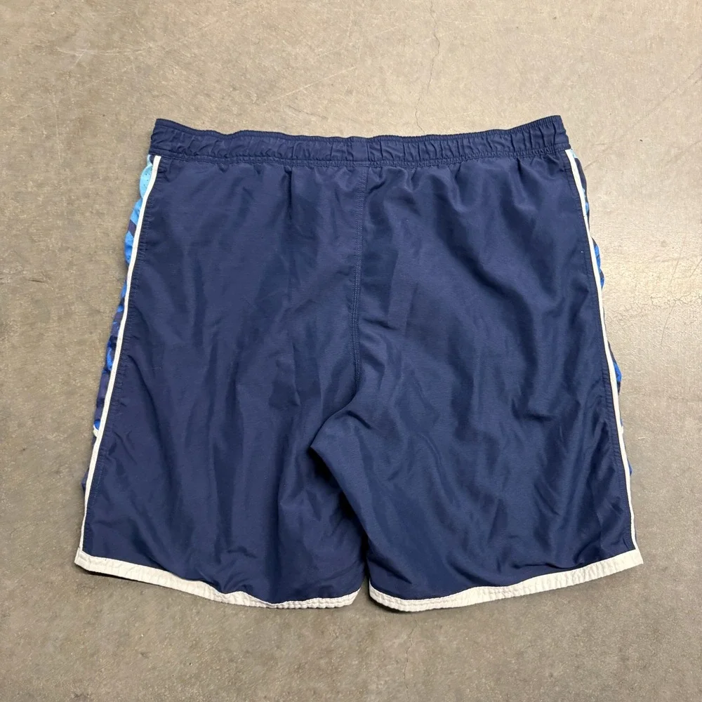 Nike Mens XL Swim Trunks Navy Blue Floral Side Panel Board Shorts Mesh Lined